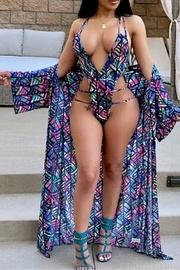  Multicolor Geometric Swimsuit Set