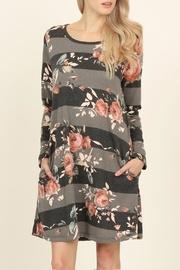  Stripe Floral Pocket Dress