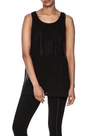  Faux Leather Contrast Top