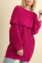  Ribbed Fold-over Sweater