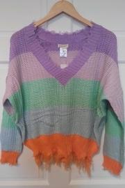  Distressed Hem V-neck Sweater