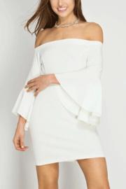  Bell Sleeve Arm Dress White