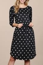  French-terry-self-tie Polka-dot Dress