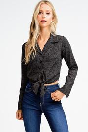  Cheetah Tie Front Blouse