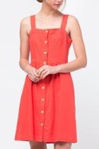  Red Button Front Dress