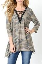 Camouflage Lace Up Tunic