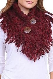  Button Accent Fringed-scarf