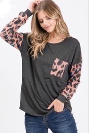  Colorblock Animal-print Top