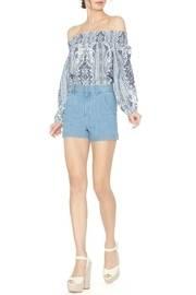  Blue Printed Boho Blouse
