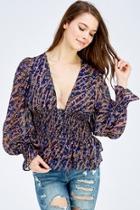  Printed Open Blouse