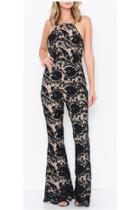  Black And Nude Eyelet Jumpsuit