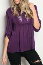  Eggplant Embroidered Blouse