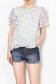  Floral Ruffle Sleeve Top