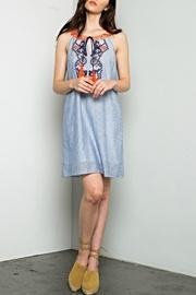  Embroidered Pinstripe Dress