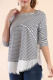  Stripe Frayed Top