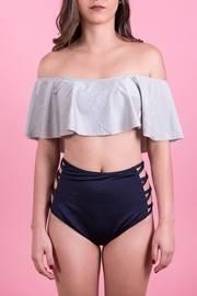  Grey Blue Off Shoulder Bikini