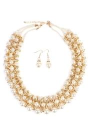  Pearl-&-goldtone-twist Necklace-earring-set