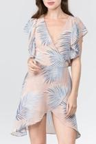  Tropical Print Wrap Dress