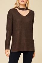  Neck Cutout Sweater