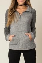  Grey Braided Sleeve Sweater
