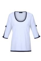  White/navy Open-sleeve Sweater