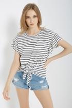  Striped Tie-front Tee