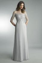  3/4-sleeve Evening Gown