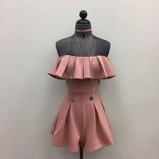  Pink Strapless Romper