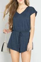  V Neck Heathered Romper