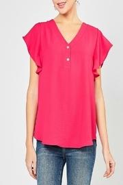  V-neck Flutter-sleeve Blouse