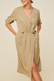  Camel Surplice Midi-dress