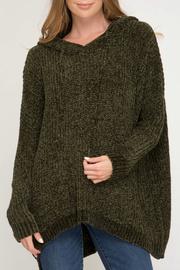  Oversized Chenille Pullover W Hood