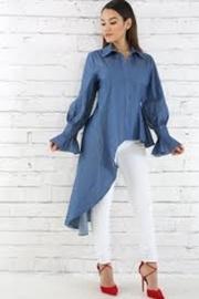  Hi-low Denim Blouse