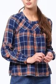  Shirring Detailed Plaid Top