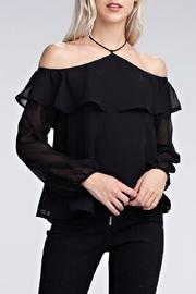  Halter Ruffle-sleeve Top
