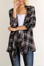  Crochet Back Flannel Cardigan