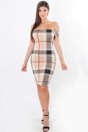  Off-shoulder Plaid Dress