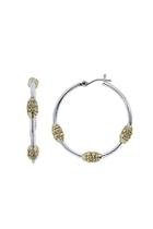  Beaded-two-tone Tri-bead Hoop-earrings