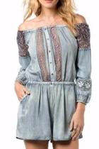  Chambray & Lace Romper