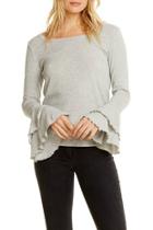  Rib Double Ruffle Sleeve Top