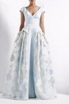  Floral Jacquard Gown