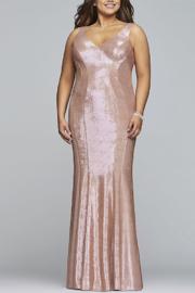  Long V-neck Metallic Jersey Dress