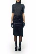  Tie Front Leather Skirt
