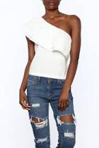  White One Shoulder Top