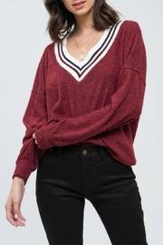  Collegiate-striped V-neck Top
