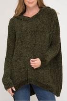  Hooded Chenille Pullover