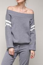  Stripe Sleeve Sweater