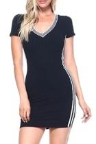  Ribbed V-neck Dress