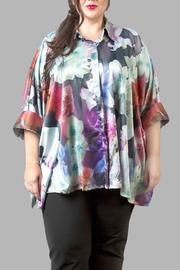  Floral Charmeuse Blue Top