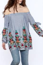  Blue Embroidered Tunic Top